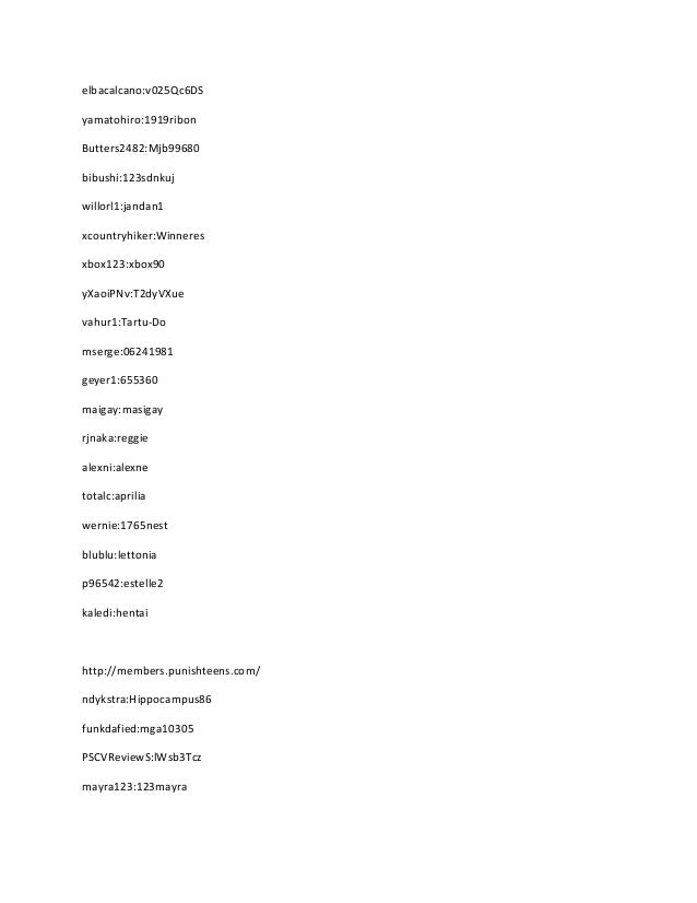 xxx names and passwords Xxx names and passwords